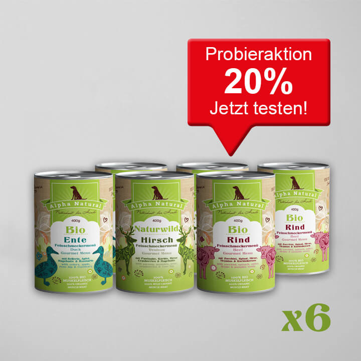 MIXPAKET Bio-Ente, Bio-Rind & Naturwild-Hirsch mit Bio-Gemüse | 6x 400g