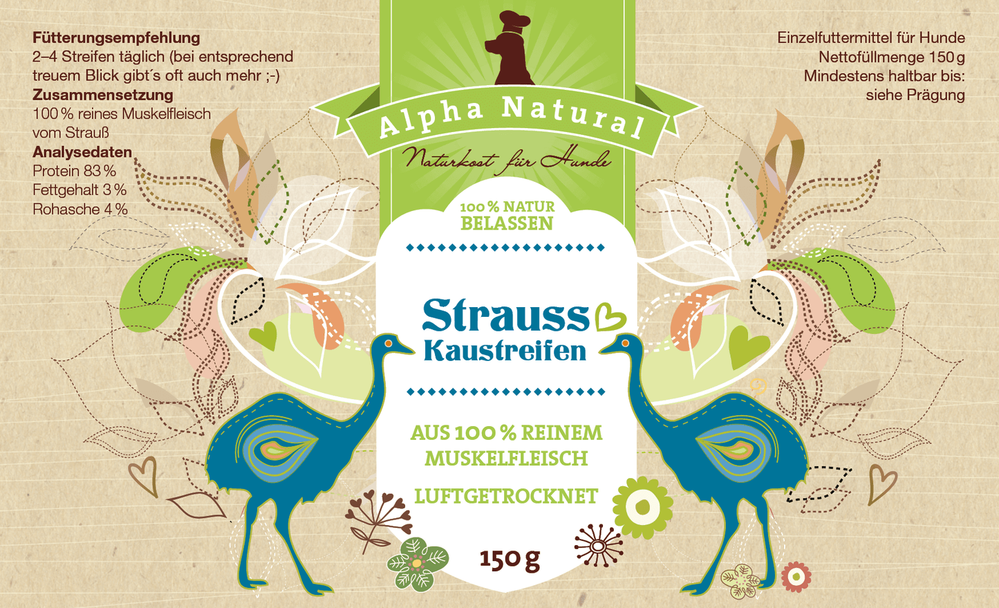 Strauß-Muskelfleisch natur | 15x150g