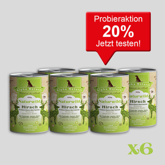 Naturwild-Hirsch Feinschmeckermenü mit Bio-Gemüse | 6x 400g