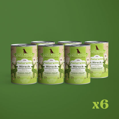 Naturwild-Hirsch Feinschmeckermenü mit Bio-Gemüse | 6x 400g