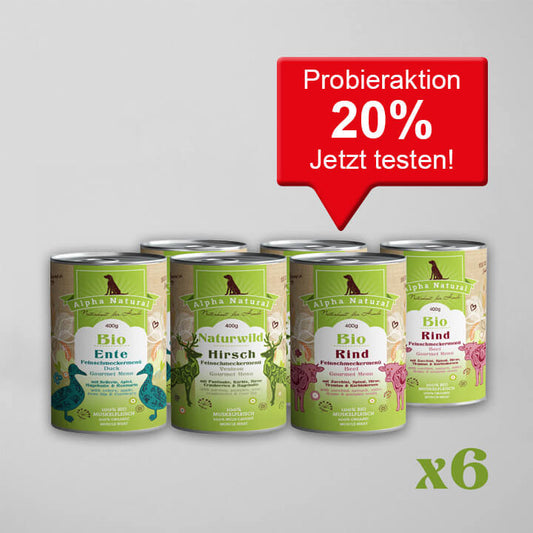 MIXPAKET Bio-Ente, Bio-Rind & Naturwild-Hirsch mit Bio-Gemüse | 6x 400g