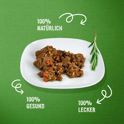 MIXPAKET Bio-Ente, Bio-Rind & Naturwild-Hirsch mit Bio-Gemüse | 6x 400g