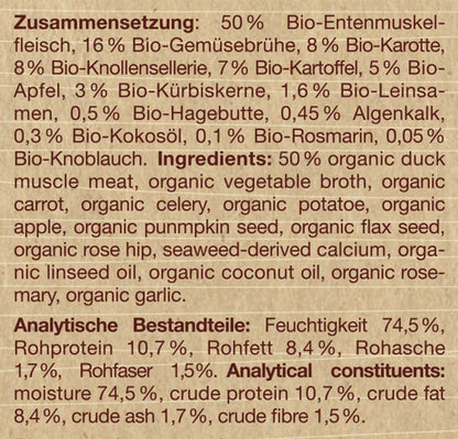 Bio-Ente Feinschmeckermenü mit Bio-Gemüse | 12x 400g