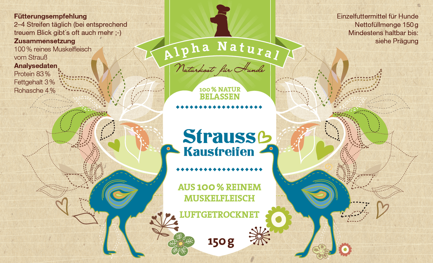 Strauß-Muskelfleisch natur | 150g