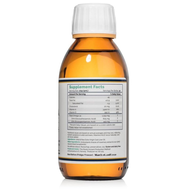 lebertran-fluessig-150-ml-rosita-kalt-verarbeitet-unerhitzt-extra-virgin-cod-liver-oil-evclo-naehrwerte-alpha-natural